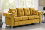 Ashwin 3 Seater Sofa – Gold Fabric - Image 4