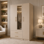 Designer Wooden Wardrobe with Triple Doors - Wardrobe with Mirror