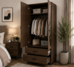 Sleek 2 Door Wardrobe Organizer with Mirror - Multi Storage 2 Door Wardrobe - Image 2