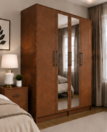 Modern Mirror Front 4 Door Wardrobe - Premium Quality 4 Door Wardrobe with 2 Mirrors - Image 5