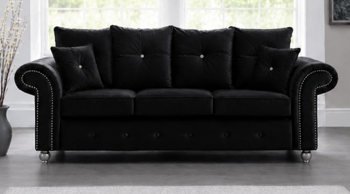 rtyy Black Three Seater Sofa - Elegant 3 Seater Sofa - Image 1