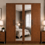 Modern Mirror Front 4 Door Wardrobe - Premium Quality 4 Door Wardrobe with 2 Mirrors