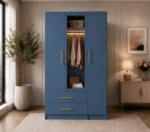 Modern 3 Door Wardrobe with 2 Drawers and 1 Mirror -  Wardrobe with Drawers - Image 3