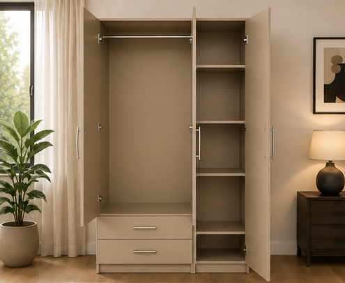 thtrjhurh 3 Door Wardrobe with 2 Drawers – Premium Bedroom Organizer - Image 1