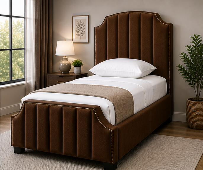 top_right_brown Arizona Single Bed – Elegant Modern - Comfortable Bed - Image 1