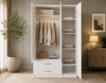 Durable Engineered Wood Wardrobe with Mirror - Compact 3 Door Wardrobe - Image 2