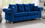 Blue Fabric 3 Seater Sofa - Image 3
