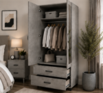 Classic Bedroom Wardrobe with 2 Doors, 2 Drawers & Mirror - Image 2