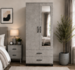 Classic Bedroom Wardrobe with 2 Doors, 2 Drawers & Mirror - Image 5