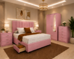 Premium Bedroom Set with Mirrored Wardrobe and Drawers