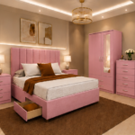 Premium Bedroom Set with Mirrored Wardrobe and Drawers