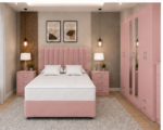 King Storage Bed Furniture Set – 6 Door Wardrobe with Mirrors – Five Drawer Chest – Two Bedside Units - Image 3