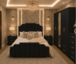 Modern 5 Door Wardrobe Bedroom Set with Side Tables & Chest of Drawers - Image 3