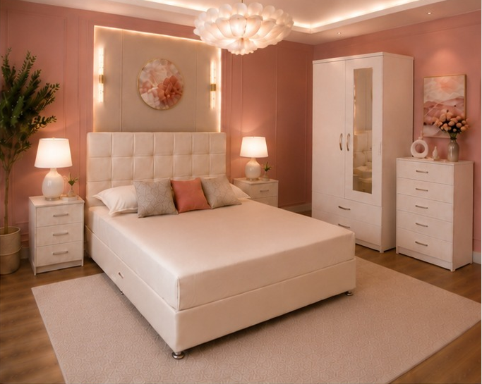 1. Complete Bedroom Furniture Set with Wardrobe, Chest of Drawers and Bedside Tables - Image 1