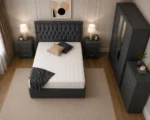 Elegant Bedroom Furniture Bundle - Four Door Mirror Wardrobe With Four Bottom Drawers - Chest of Five Drawers - Double Bed - Image 2