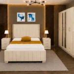 Modern Double Bed Furniture Collection - Six Door Wardrobe With Four Drawer - Chest of Five Drawers With Two Bed Side Table