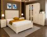 Modern Double Bed Furniture Collection - Six Door Wardrobe With Four Drawer - Chest of Five Drawers With Two Bed Side Table - Image 4