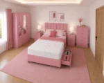 Premium Storage Bedroom Set - Double Bed - Three Door Wardrobe With Dual Mirrors And Two Bottom Drawers - Two Bedside Tables - Image 2