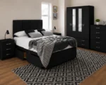 Elegant Home Bedroom Furniture - 4 Door Wardrobe With Dual Mirrors And Four Bottom Drawers - Five Drawer Chest - Image 2