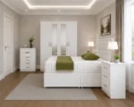 Family Bedroom Furniture Bundle - Double Bed - 4 Door Mirror Wardrobe - Four Bottom Drawers - Chest of Five Drawers - Image 3