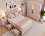 Modern  Complete Bedroom Furniture Set – Five Door Wardrobe with Four Bottom Drawers – Chest of Five Drawers with Two Bedside Tables - Image 4