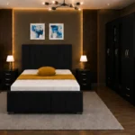 Elegant Double Bed Room Set - Six Door Wardrobe With Four Drawer - Chest of Five Drawers With Two Bed Side Table