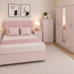 Modern  Complete Bedroom Furniture Set – Five Door Wardrobe with Four Bottom Drawers – Chest of Five Drawers with Two Bedside Tables