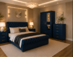 Luxury Home Bedroom Set with 2 Door Wardrobe and 5 Drawer Chest  With Side Tables