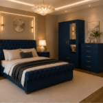 Luxury Home Bedroom Set with 2 Door Wardrobe and 5 Drawer Chest  With Side Tables