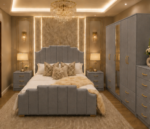 Premium Grey Bedroom Set with Wardrobe, with Side Tables & Chest - Image 4