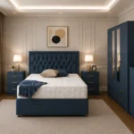 Premium Bedroom Furniture Bundle - Four Door Wardrobe With Two Half Length Mirrors - Four Bottom Drawers - Bedside Table Pair