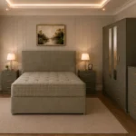 Family Bedroom Package - Double Bed - 4 Door Wardrobe With Full Length Mirrors And Bottom Drawers - Two Bedside Tables