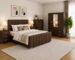 Luxury Double Bed Suite - Four Door Wardrobe With Full Length Mirror And Bottom Drawers - Chest of Five Drawers - Two Bedside Tables - Image 3