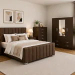 Luxury Double Bed Suite - Four Door Wardrobe With Full Length Mirror And Bottom Drawers - Chest of Five Drawers - Two Bedside Tables