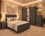 Premium Bedroom Set – Bed, Four Door Wardrobe With Four Drawer - Chest of Five Drawers With Two Bed Side Table