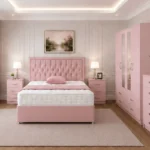 Modern Storage Bedroom Furniture - Double Bed - Four Door Wardrobe With Two Full Mirrors - Four Bottom Drawers