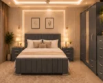 Premium Bedroom Set – Bed, Four Door Wardrobe With Four Drawer - Chest of Five Drawers With Two Bed Side Table - Image 6
