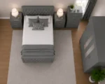 Modern Double Bed Set with Four Door Wardrobe With Four Drawer - Chest of Five Drawers With Two Bed Side Table