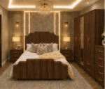 Premium Bedroom Set with 5 Door Wardrobe, Side Tables & Chest of Drawers - Image 4