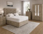 Designer Vintage Double Bed Furniture Set – Four Door Wardrobe with Four Bottom Drawers – Complete Bedroom Collection - Image 2