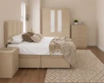 Luxury Double Bed Furniture Set – Four Door Wardrobe with Four Bottom Drawers – Chest of Five Drawers with Two Bedside Tables - Image 3