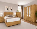 Premium Storage Furniture Collection - Double Bed - Four Door Wardrobe With Dual Mirrors - Five Drawer Chest - Image 3