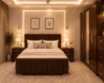 Modern Luxury Bed With Four Door Wardrobe With Four Drawer - Chest of Five Drawers With Two Bed Side Table - Image 4