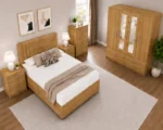 Premium Storage Furniture Collection - Double Bed - Four Door Wardrobe With Dual Mirrors - Five Drawer Chest - Image 4