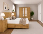 Premium Storage Furniture Collection - Double Bed - Four Door Wardrobe With Dual Mirrors - Five Drawer Chest - Image 2