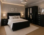 Luxury Double Bed Set With Four Door Wardrobe With Four Drawer - Chest of Five Drawers With Two Bed Side Table - Image 4