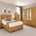 Premium Storage Furniture Collection - Double Bed - Four Door Wardrobe With Dual Mirrors - Five Drawer Chest