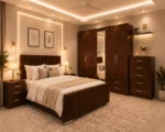 Modern Luxury Bed With Four Door Wardrobe With Four Drawer - Chest of Five Drawers With Two Bed Side Table - Image 6