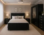 Luxury Double Bed Set With Four Door Wardrobe With Four Drawer - Chest of Five Drawers With Two Bed Side Table