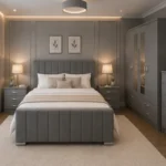 Stylish Double Bed Set With Four Door Wardrobe With Four Drawer - Chest of Five Drawers With Two Bed Side Table